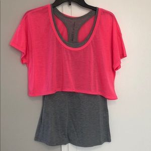 pink and gray top